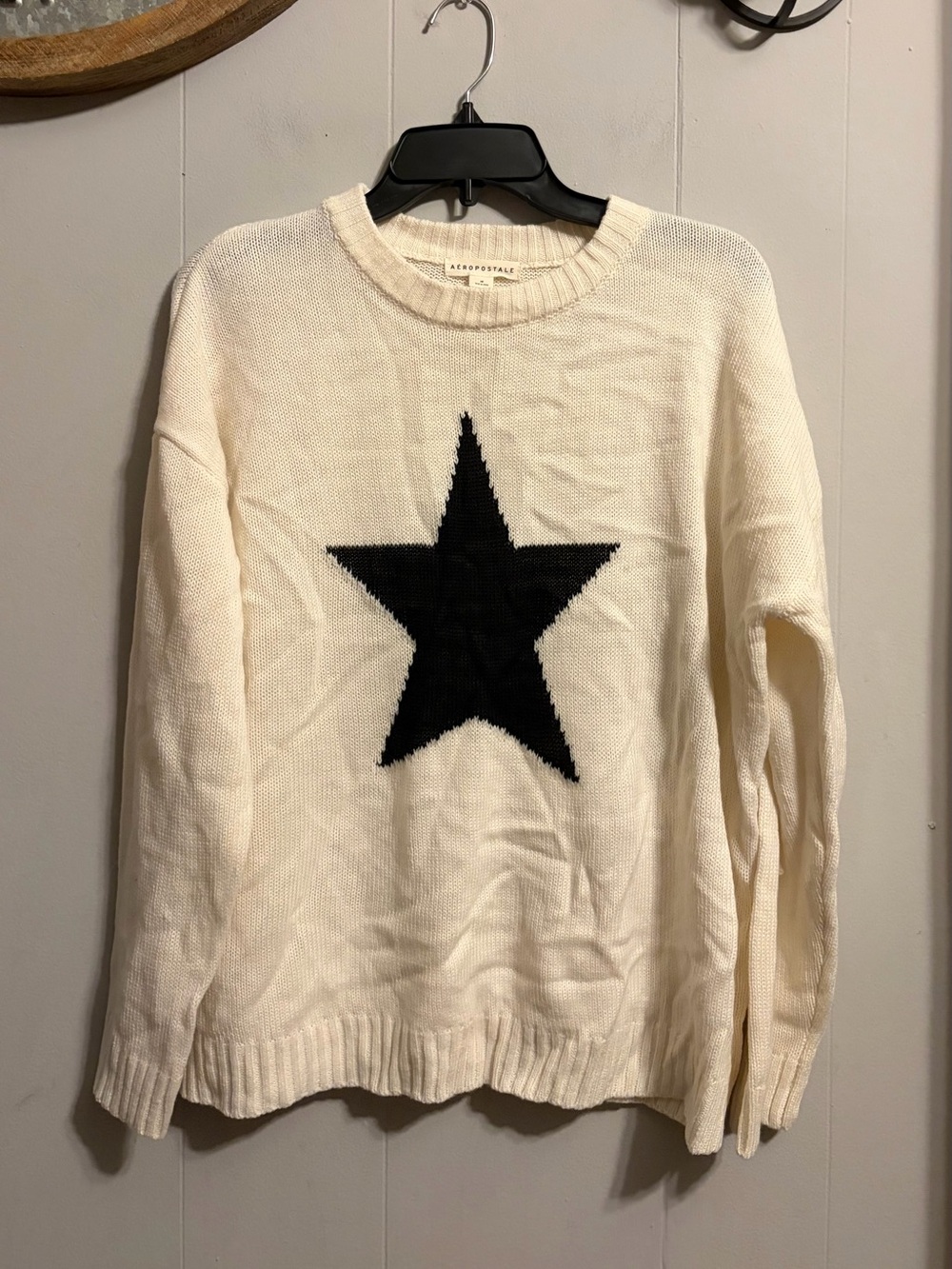Aeropostale Cream Sweater with Black Star